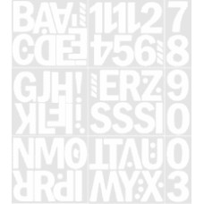 GU Matrica 8 cm -es betű-szám csomagban a teljes ABC és számok -fehér