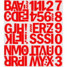 GU Matrica 8 cm -es betű-szám csomagban a teljes ABC és számok -piros