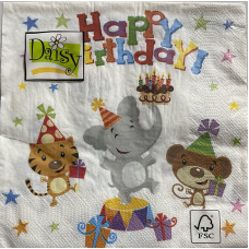 Szalvéta Daisy 33*33 Általános 0366 01 Happy Birthday Animal